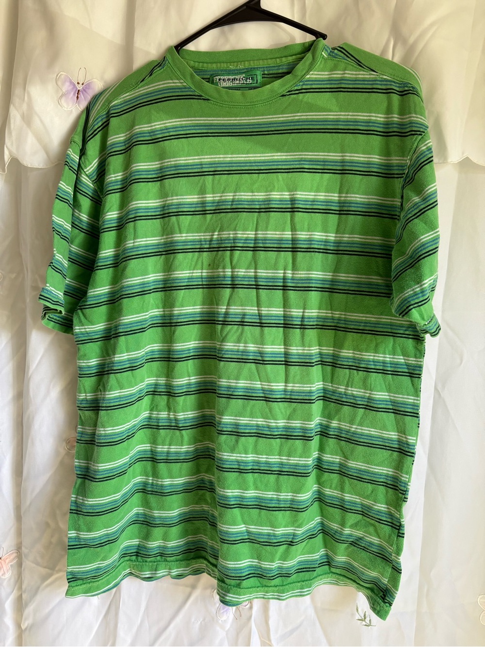 Ruche Green Multi-Stripe Short Sleeve Tee